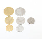 Gold Plated or Pewter Large Raw Stamping Blank Circle Coin Charm Pendant