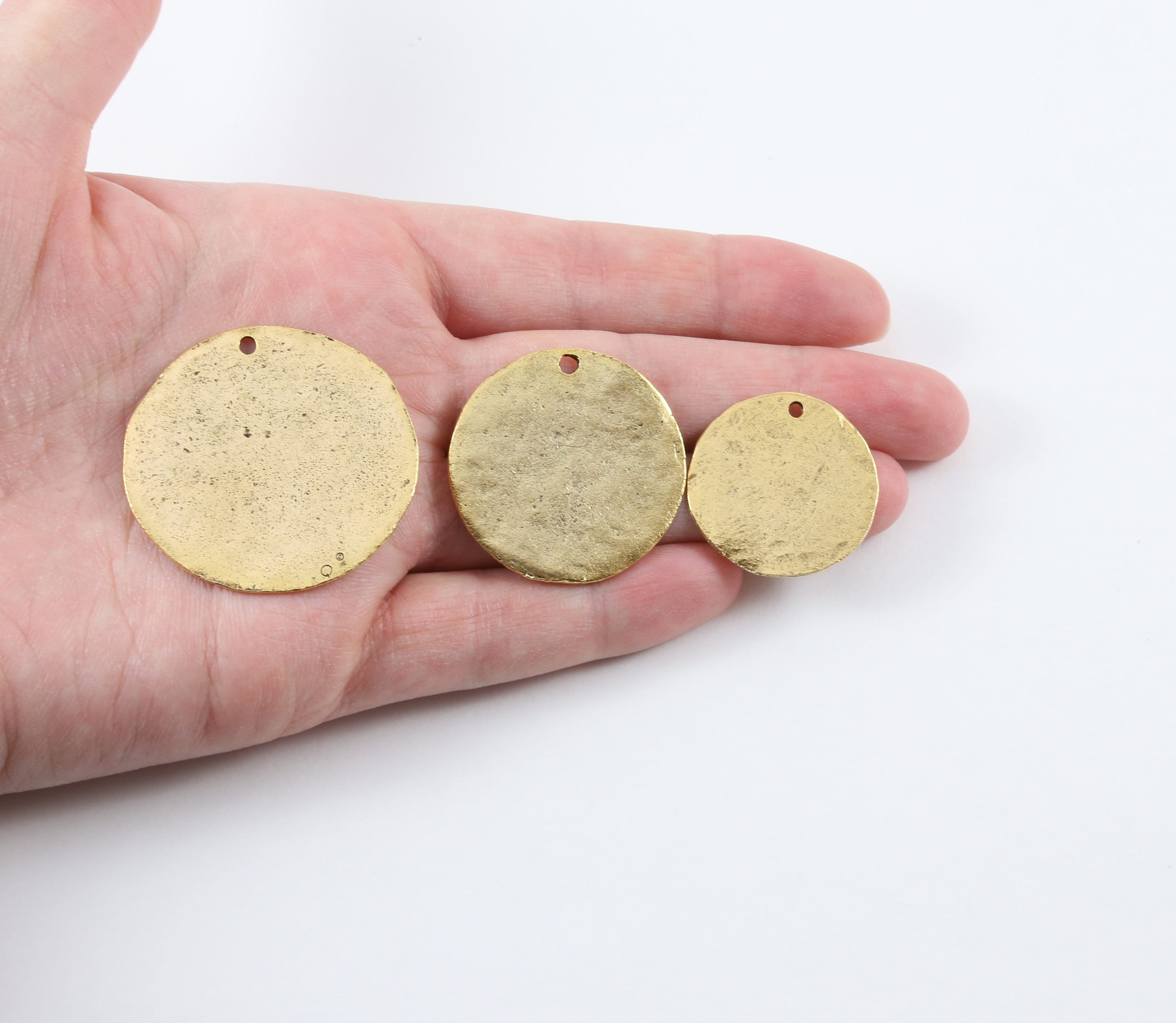 Gold Plated or Pewter Large Raw Stamping Blank Circle Coin Charm Pendant