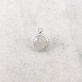 Sterling Silver Small Faceted Rainbow Moonstone Round Pendant Charm