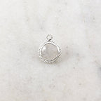 Sterling Silver Small Faceted Rainbow Moonstone Round Pendant Charm