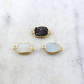 Gold Plated Sparkling Organic Shape Druzy Connector Link 2 Loops
