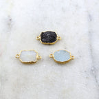 Gold Plated Sparkling Organic Shape Druzy Connector Link 2 Loops