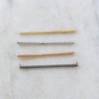 Rhodium Plated Long Skinny 40mm x 3mm Cubic Zirconia CZ Bar Gold