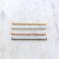 Rhodium Plated Long Skinny 40mm x 3mm Cubic Zirconia CZ Bar Gold