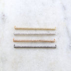 Rhodium Plated Long Skinny 40mm x 3mm Cubic Zirconia CZ Bar Gold