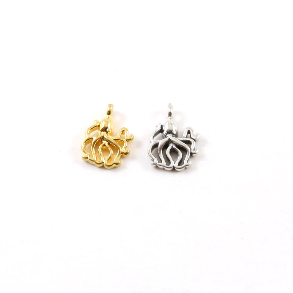 Sterling Silver or Vermeil Teeny Tiny Small Octopus Charm Ocean Summer