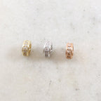 Rhodium Plated 8mm Pave Cubic Zirconia CZ Gold Silver Rose Gold Spacer