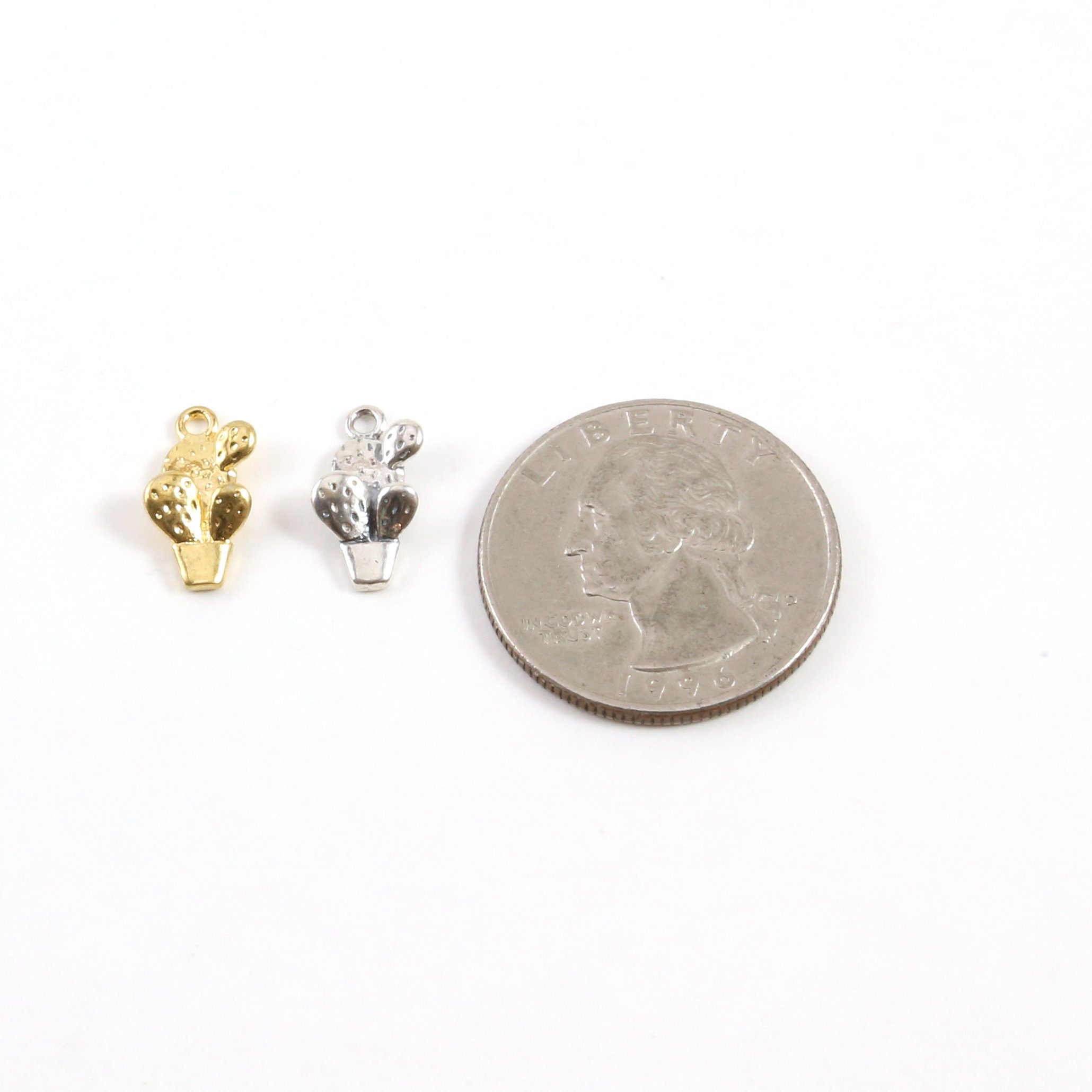 Sterling Silver or Vermeil 3D Potted Succulent Cactus Charm Southwestern