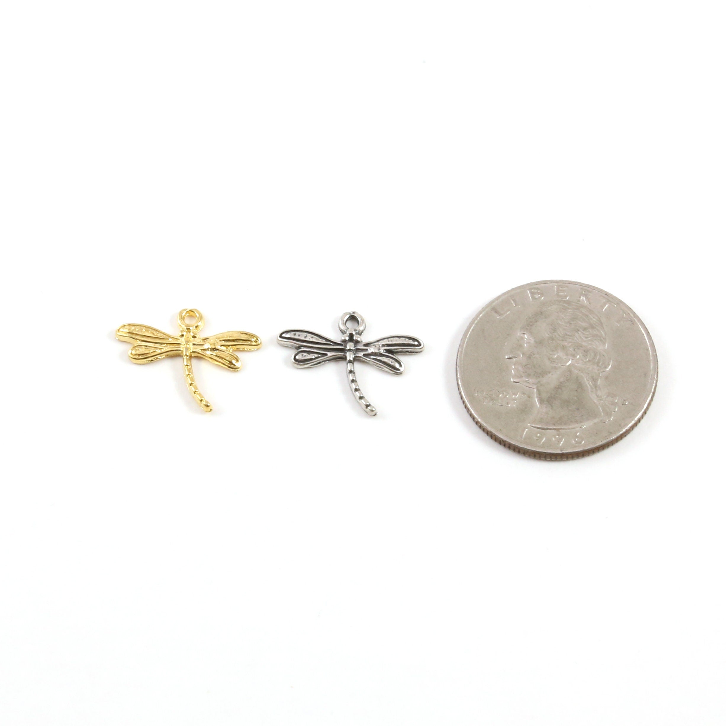 Sterling Silver or Vermeil Dainty Dragonfly Charm Insect Nature Spring Pendant