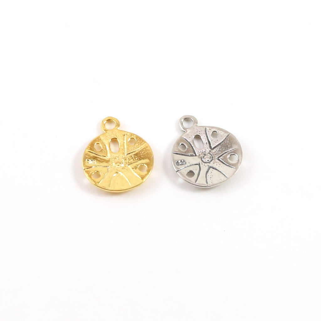 Sterling Silver or Vermeil Medium Sand Dollar Ocean Nautical Shell Charm