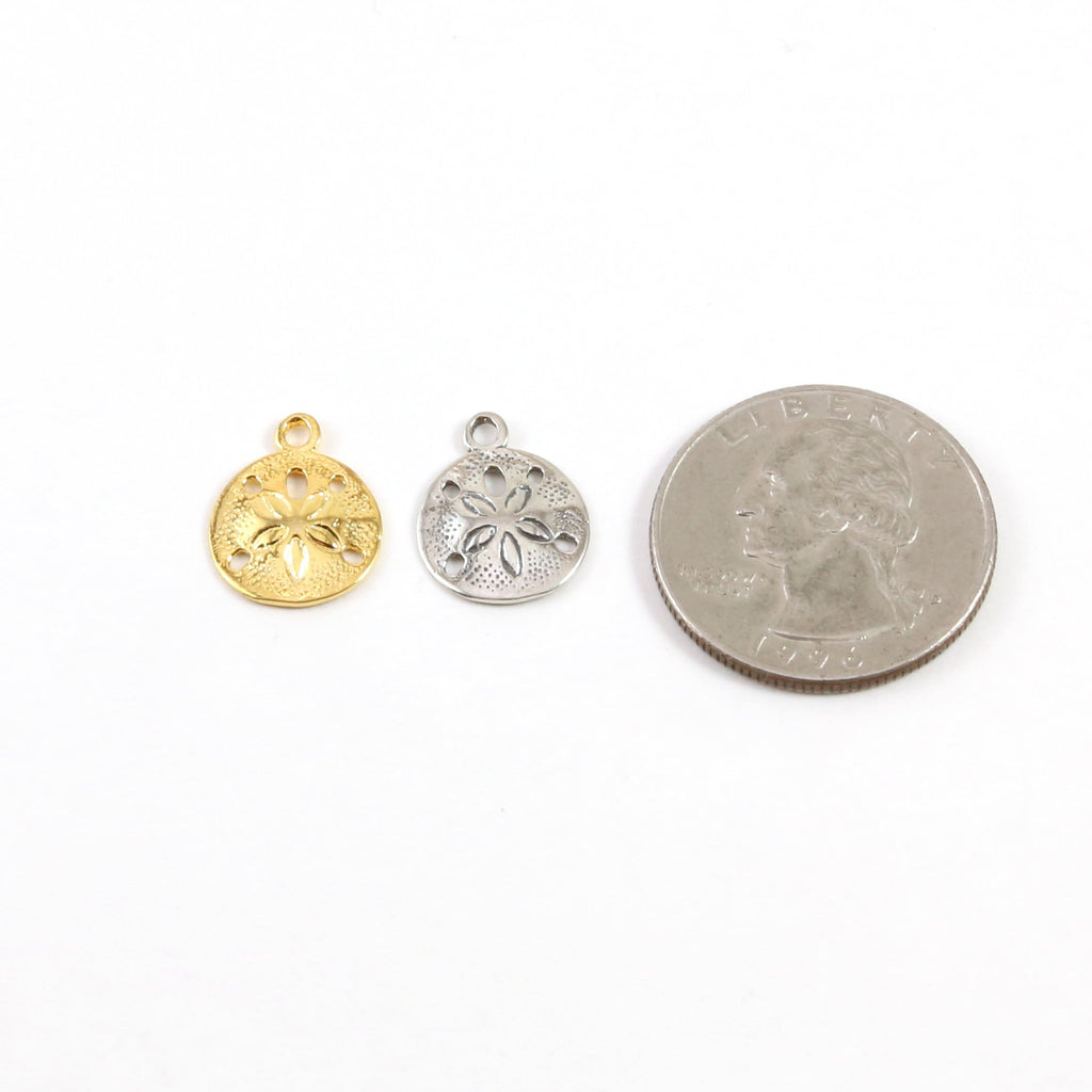 Sterling Silver or Vermeil Medium Sand Dollar Ocean Nautical Shell Charm