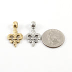16mmx30mm Pewter Thick Fleur De Lis Hammered Textured Design Pendant