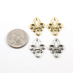25mmx18mm Pewter Open Fleur De Lis Silhouette Design Pendant Necklace (2pc)