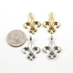 31mmx22mm Pewter Large Fleur De Lis Rope Center Pendant Necklace Charm (2pc)