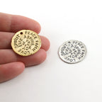 22mm Pewter Large Coin Medallion Stamped Words Spirit Peace Faith