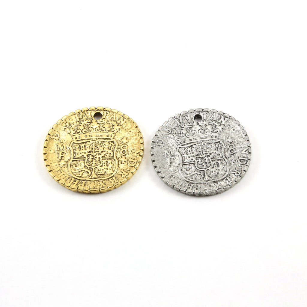 35mm Pewter Vintage Style Spanish Reale Coin Foreign Coin Currency