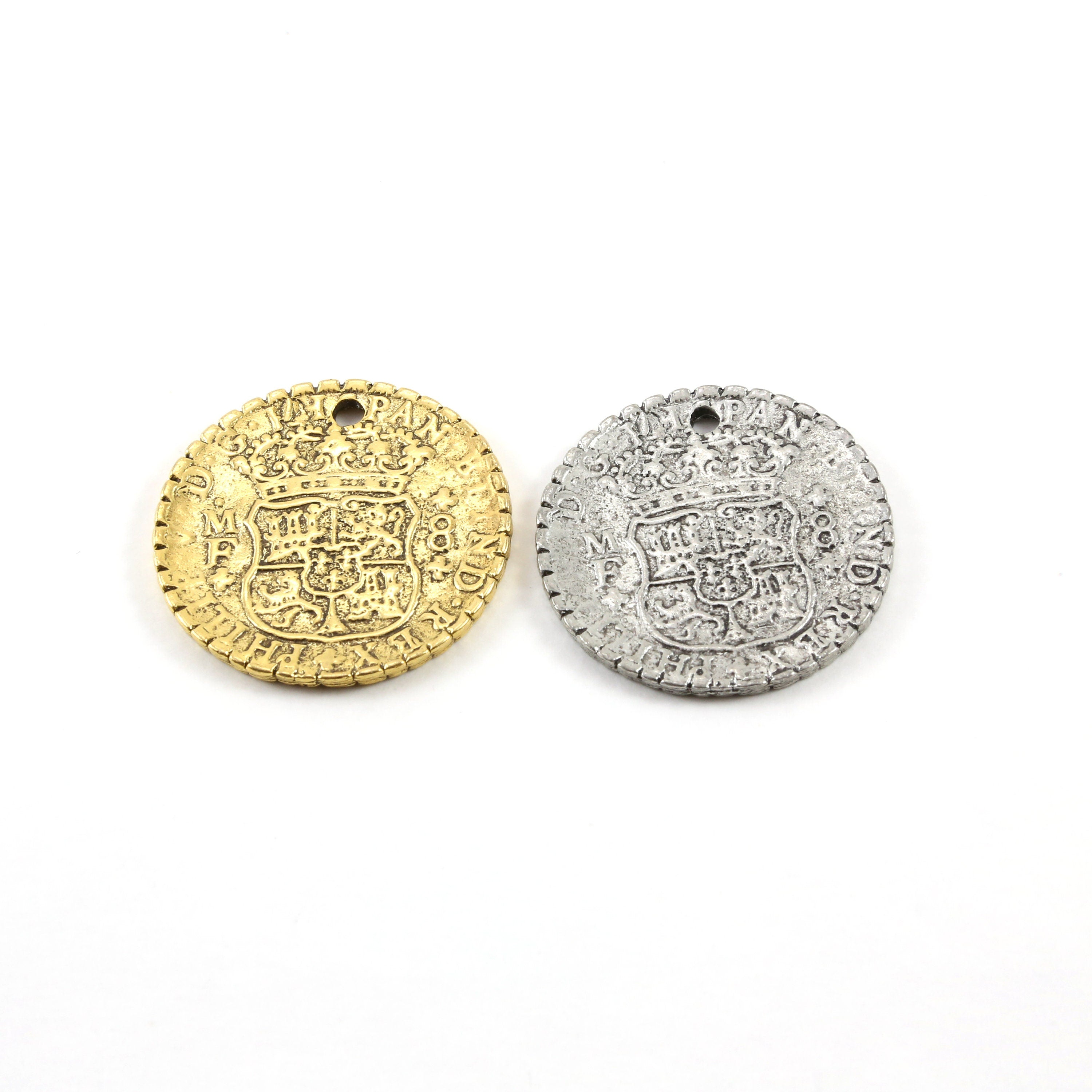 35mm Pewter Vintage Style Spanish Reale Coin Foreign Coin Currency