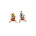 22mmx14mm Pewter Red Double Key with Chain Charm Best Friend Charm