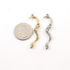 50mmx4mm Pewter Moveable Curved Snake Charm Pendant Antique Gold
