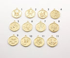 22mmx19mm Gold Plated Gold Zodiac Coin Constellation Round Medallion Charms