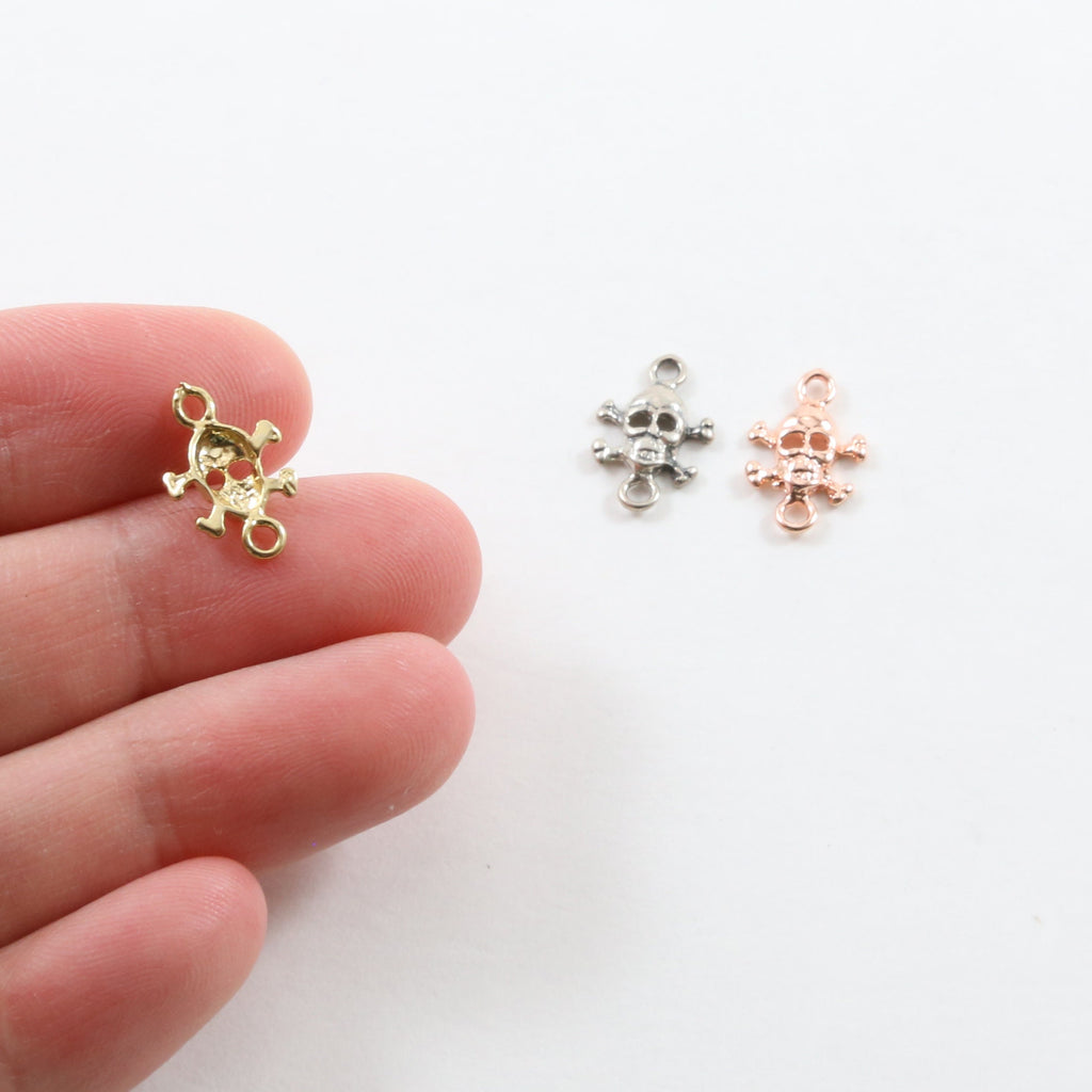 7mmx8mm Sterling Silver or Vermeil Small Pirate Skull Connector Link Day