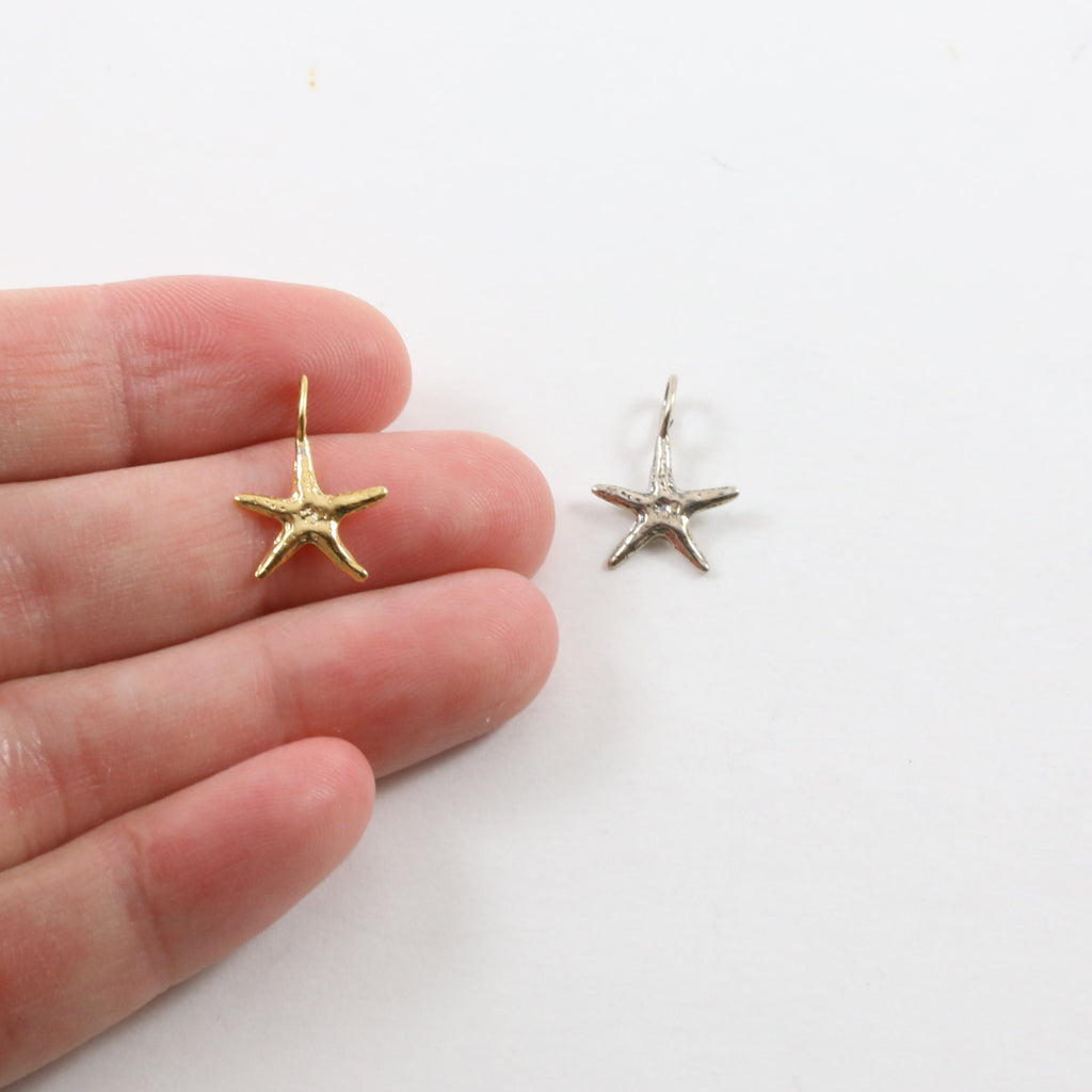 Sterling Silver or Vermeil Small Starfish Charm Ocean Inspired Nautical Sea