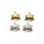 16mmx15mm Pewter Simple Lotus Charm Nature Pendant Healing Spiritual (2pc)