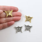 20mmx22mm Pewter Large Flying Butterfly Wings Charm Fantasy Pendant (2pc)