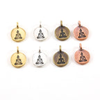 Pewter Buddha Stamped Embossed Coin with Bail Charm Pendant (2pc)