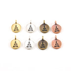 Pewter Buddha Stamped Embossed Coin with Bail Charm Pendant (2pc)