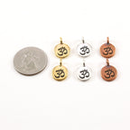 Pewter Om Ohm Stamped Embossed Coin with Bail Charm Pendant (2pc)