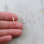 13mmx3mm Rhodium Plated Small Dainty Arrow Charm Rhodium Pave CZ Cubic