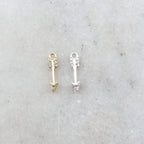 13mmx3mm Rhodium Plated Small Dainty Arrow Charm Rhodium Pave CZ Cubic
