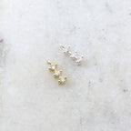 10mmx3mm Rhodium Plated Dainty Tiny CZ Trio Bar Pave CZ Small Drop Charm Cubic