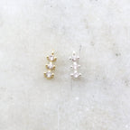 10mmx3mm Rhodium Plated Dainty Tiny CZ Trio Bar Pave CZ Small Drop Charm Cubic