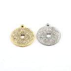 27mmx23mm Pewter Chinese Zodiac Coin Medallion Charm Symbol Pendant