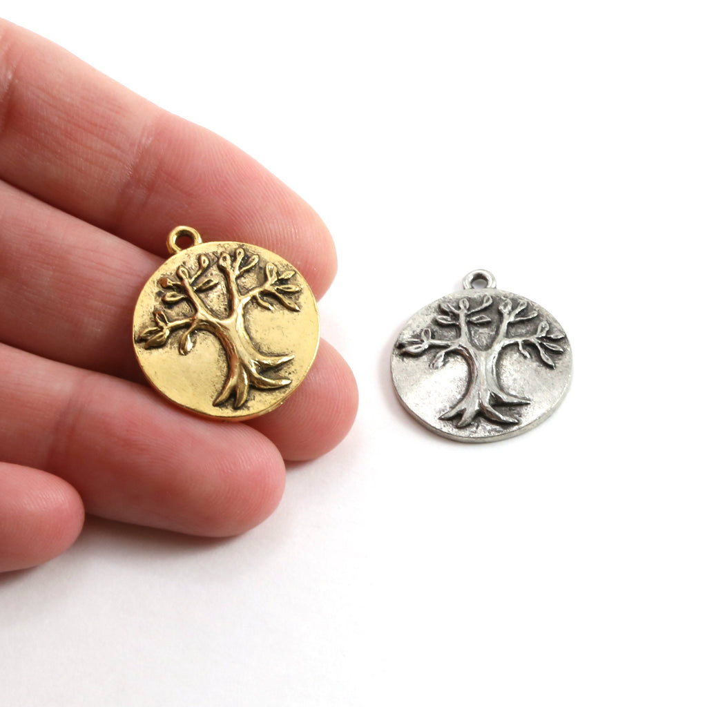 Pewter Tree of Life Family Oak Tree Pendant Nature Coin Circle