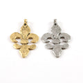 38mmx25mm Pewter Textured Fleur De Lis Design Pendant Necklace Charm