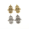 25mmx15mm Pewter Hamsa with Star of David Center Pendant Charm Religious (2pc)