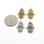 25mmx15mm Pewter Hamsa with Star of David Center Pendant Charm Religious (2pc)