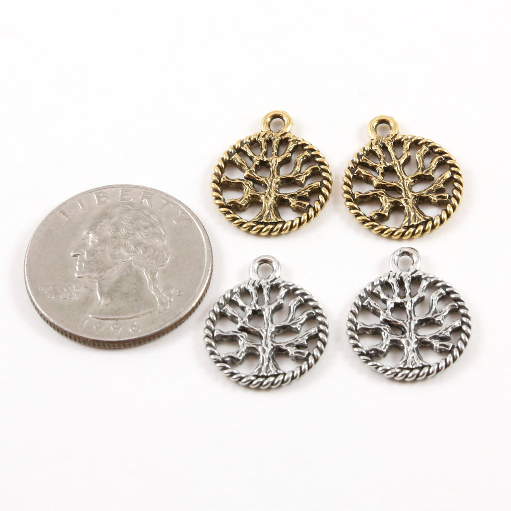 Pewter Small Tree of Life Silhouette Family Oak Tree Pendant (2pc)