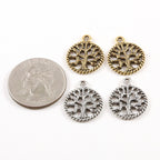 Pewter Small Tree of Life Silhouette Family Oak Tree Pendant (2pc)