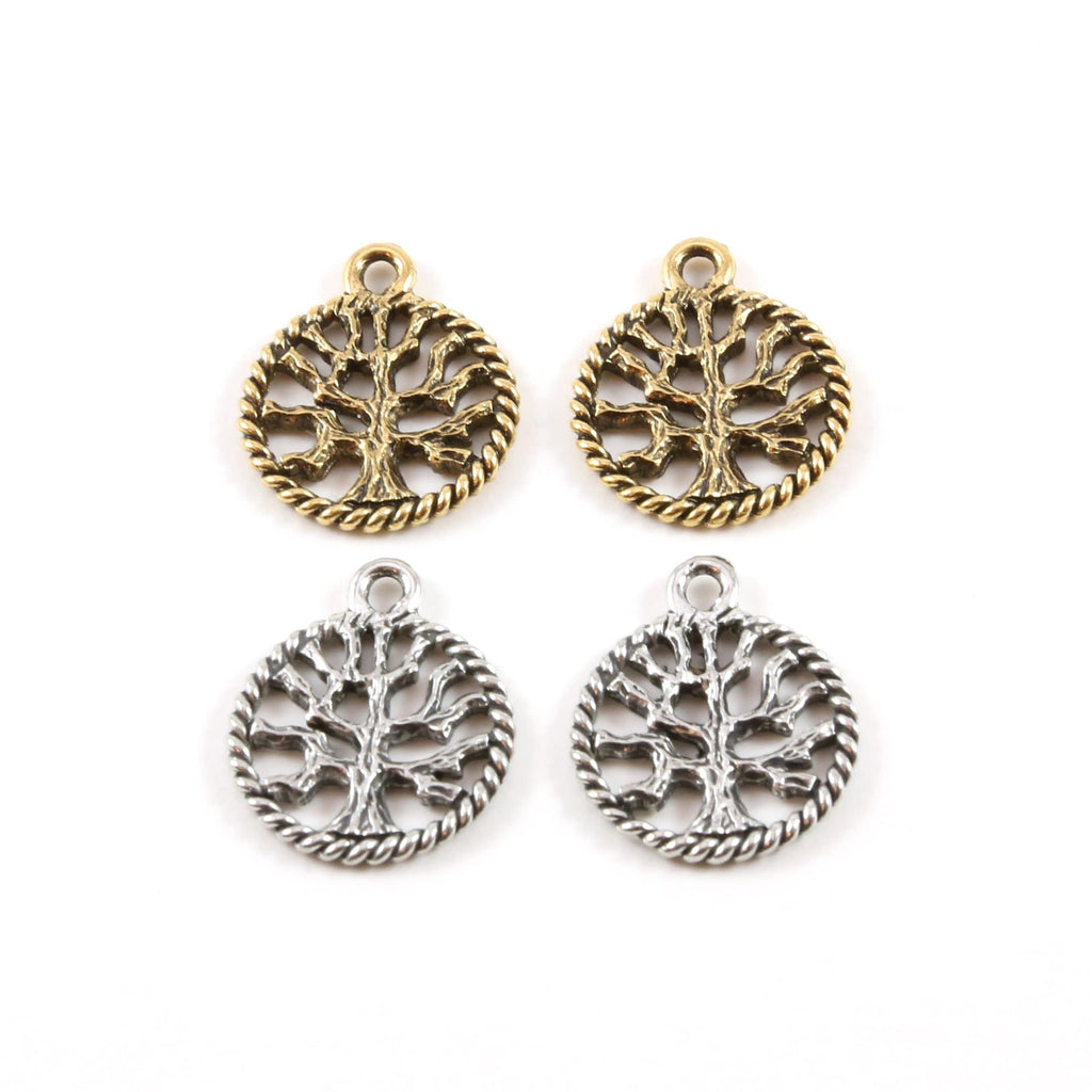 Pewter Small Tree of Life Silhouette Family Oak Tree Pendant (2pc)