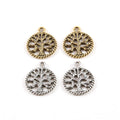 Pewter Small Tree of Life Silhouette Family Oak Tree Pendant (2pc)