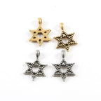 21mmx14mm Pewter Beaded Star of David Pendant Charm Religious Pendant (2pc)