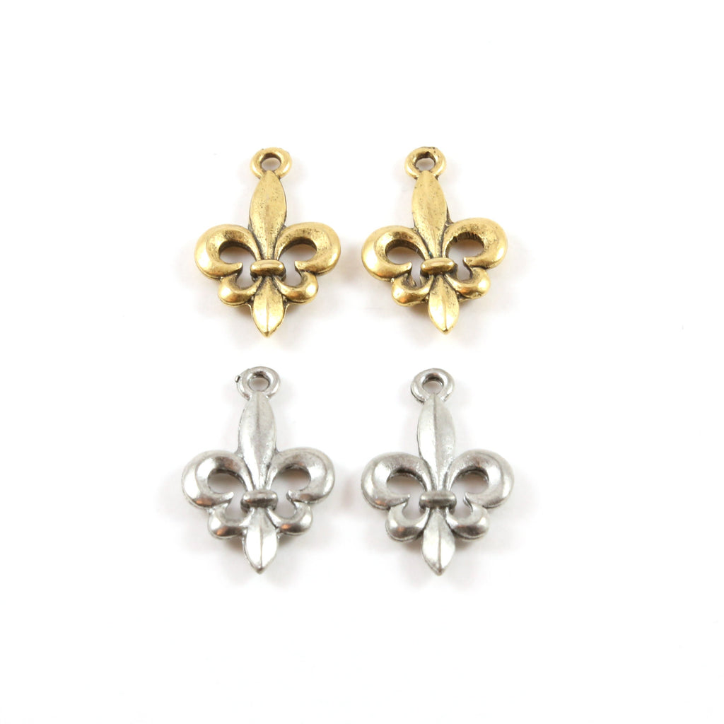 Pewter Simple Fleur De Lis Charm Pendant Necklace Charm 14mm X (2pc)