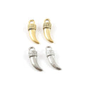 20mmx6mm Pewter Small Curved Horn Point Dagger Charm Pendant Gold (2pc)