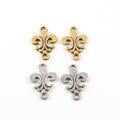 Pewter Simple Flat Fleur De Lis 2 Loop Connector Charm (2pc)