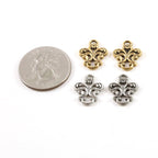 16mmx13mm Pewter Fancy Fleur De Lis 2 Loop Connector Charm Necklace (2pc)