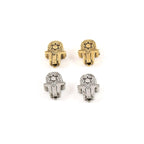 9mmx7mm Pewter Tiny Hamsa with Star of David Center Bead Charm (2pc)